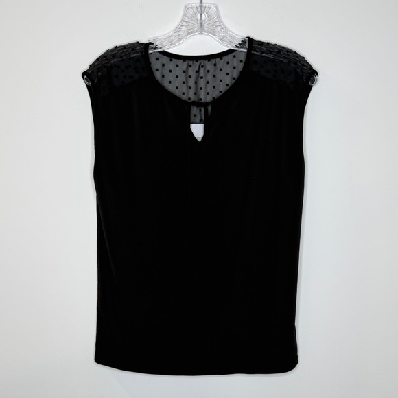 Nordstrom Rack Tops - Nordstrom Rack Black Sheer Dot V Neck Tie Neck Sleeveless Top Size‎ S whimisgoth